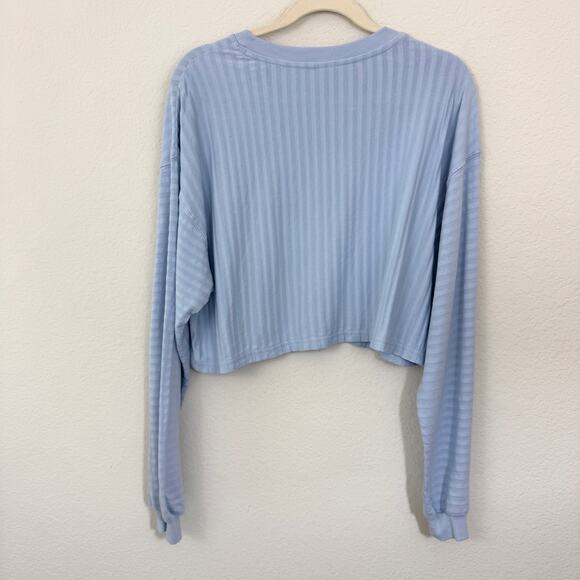 L Space Womens Half Court Pullover Long Sleeve Top Size M Ribbed Active Blue - Picture 4 of 7